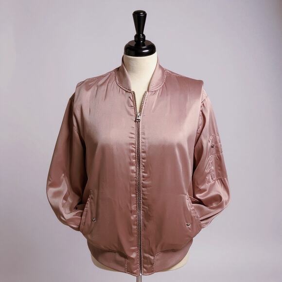 Satin Bomber Jacket (Dusty Pink) Size 10 / Medium - Picture 1 of 8